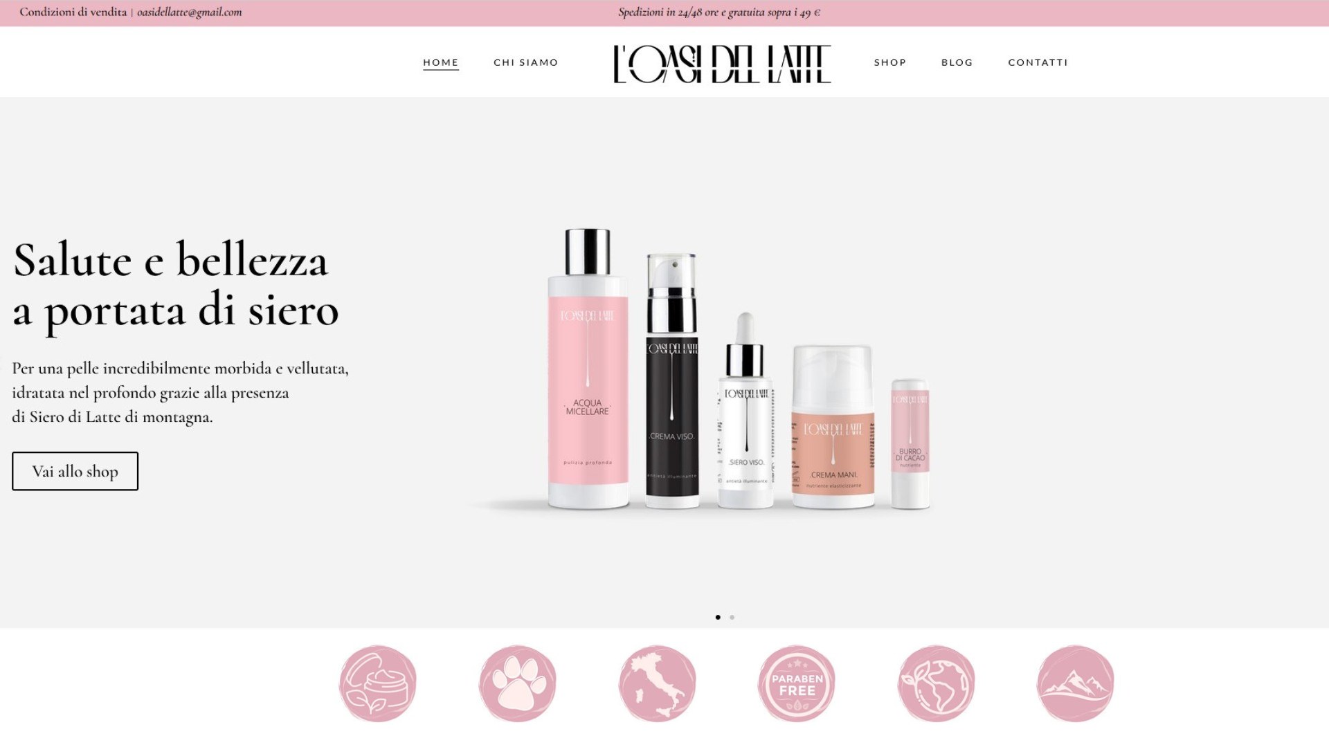 Sito web L'Oasi del latte 01